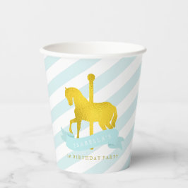 Minze Carousel Pferde Geburtstagsparty Papier Cup Pappbecher