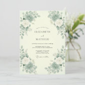 Minze Celadon Eukalyptus Hochzeit Einladung (Stehend Vorderseite)