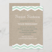 Minze Chevrons auf Einladung von Burlap 16 . Gebur (Vorne/Hinten)