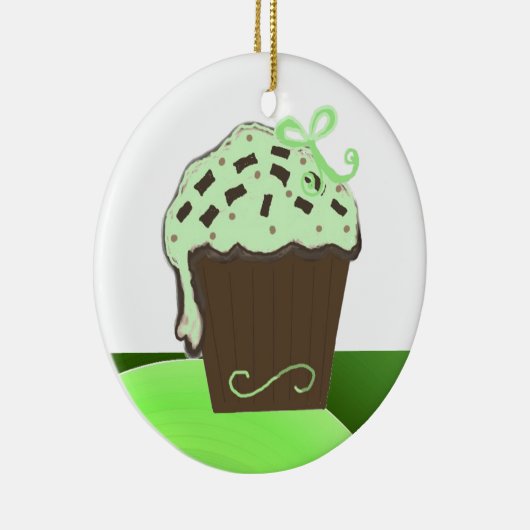Minze Chocolate Cupcake Keramik Ornament (Rechts)