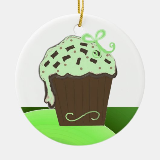 Minze Chocolate Cupcake Keramik Ornament (Vorne)