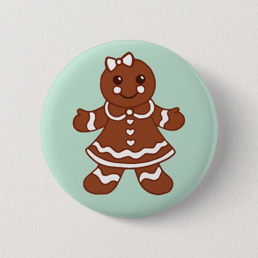 Minze Christmas Gingerbread Girl Button (Vorderseite)