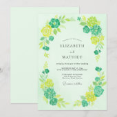 Minze Citrone Blatt Hochzeit Einladung (Vorne/Hinten)