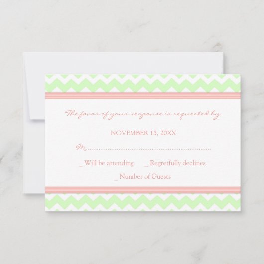 Minze Coral Zickzack UAWG Wedding Card RSVP Karte (Vorderseite)