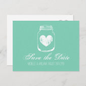 Minze Country chic Mason Glas speichern Datumskart Ankündigungspostkarte (Vorne/Hinten)
