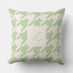 Minze Cream Hahnentrittmuster Mit Monogramm Throw Kissen