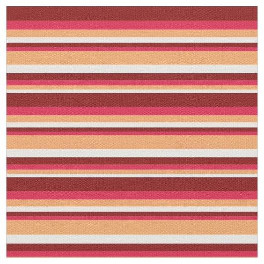 Minze Creme, Brown, Crimson & Maroon Lines Stoff (Nahaufnahme)
