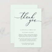 Minze Creme Calligraphy Foto Vielen Dank Begleitkarte (Vorne/Hinten)