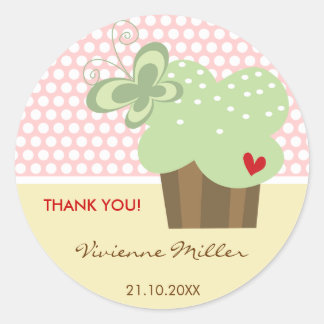 Minze Cupcake danke dir Geburtstagsparty Geschenkt Runder Aufkleber