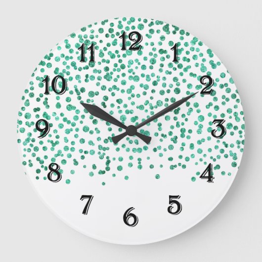 Minze Dazzle Konfetti Große Wanduhr (Vorderseite)
