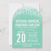 Minze dein Foto Confetti Moderne Typografie Einladung (Vorderseite)