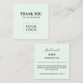 Minze einfache moderne Vielen Dank Geschäftskarten Quadratische Visitenkarte (Vorne/Hinten)