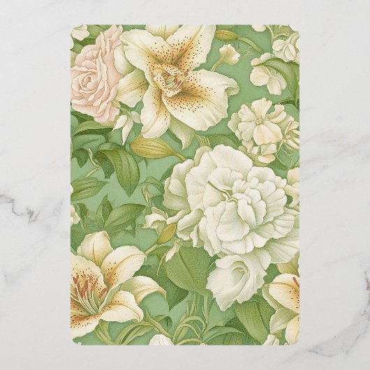 Minze Elegance, Tiger Lilies, Save the Date, Folieneinladung (Rückseite)