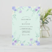 Minze Flieder Rose Hochzeit Einladung (Stehend Vorderseite)