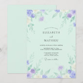 Minze Flieder Rose Hochzeit Einladung (Vorne/Hinten)