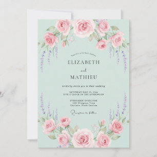 Minze Flieder Staubige Rose Hochzeit Einladung