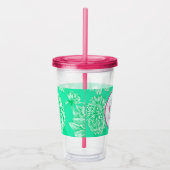 Minze Floral und Monogramm Acryltrinkbecher (Rechts)
