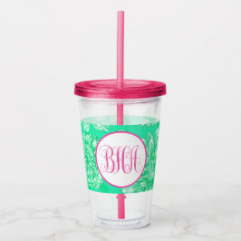 Minze Floral und Monogramm Acryltrinkbecher