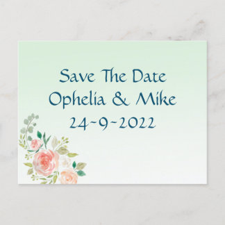 Minze florale elegante Save the Date Postkarte