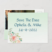 Minze florale elegante Save the Date Postkarte (Vorne/Hinten)