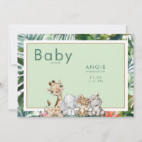 Minze Foliage Jungle Animals Babydusche