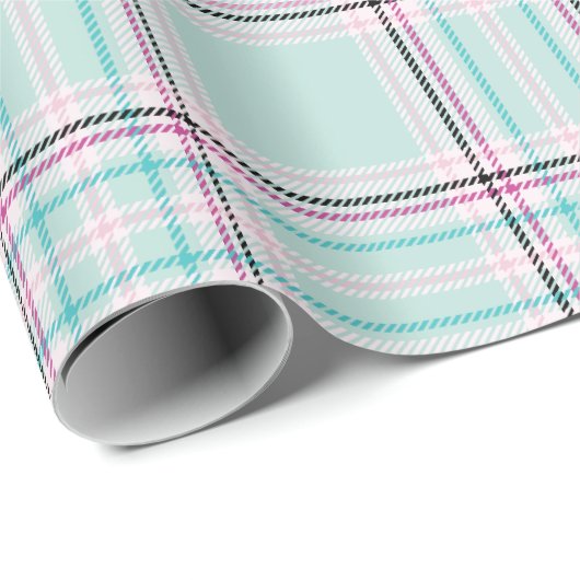 Minze Frost Karierte Wrapping Paper Roll Geschenkpapier (Rolleneckpunkt)