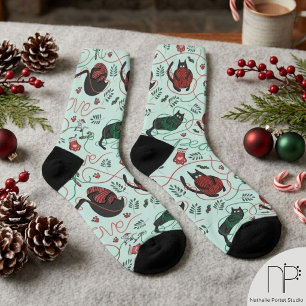 Minze Funny Kitten Liebe Garn Weihnachten Socken