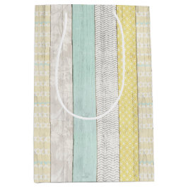 Minze & gelbe geometrische Holzdusche Mittlere Geschenktüte