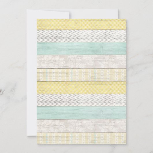 Minze & Gelbe Rustikale Hütte Custom Age Geburtsta Einladung (Rückseite)