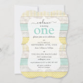 Minze & Gelbe Rustikale Hütte Custom Age Geburtsta Einladung (Vorderseite)