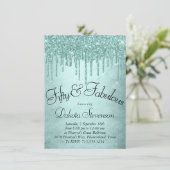Minze-Glitzer | Aqua Aquamarin 50 und Fabulous Einladung (Stehend Vorderseite)