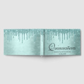 Minze-Glitzer | Aqua Aquamarin Glam Quinceanera Gästebuch (Voll)