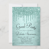 Minze-Glitzer | Aqua Aquamarin Icing Abschluss Einladung (Vorderseite)