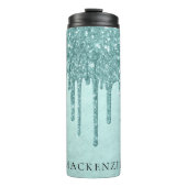 Minze-Glitzer | Aqua Aquamarin Melting Monogram Thermosbecher (Vorderseite)