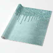 Minze-Glitzer | Aqua Aquamarin Melting Pour Geschenkpapier (Ungerollt)