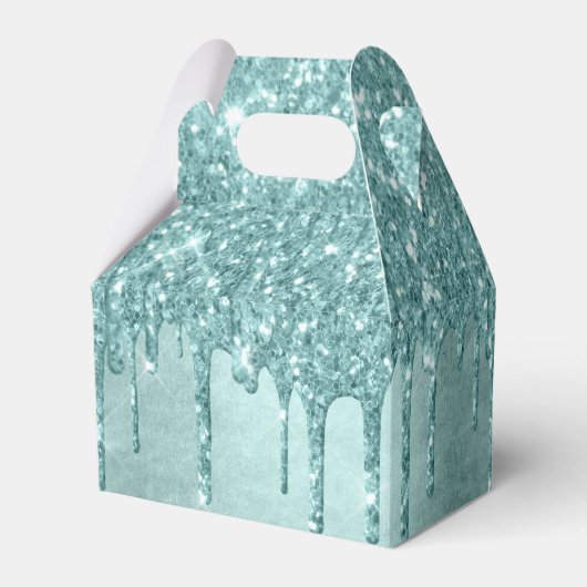 Minze-Glitzer | Aqua Aquamarin Melting Pour Geschenkschachtel (Rückseite)