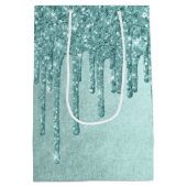 Minze-Glitzer | Aqua Aquamarin Melting Pour Mittlere Geschenktüte (Rückseite)