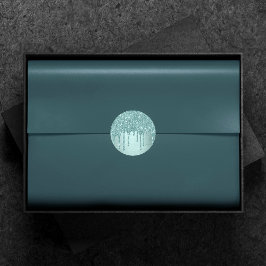 Minze-Glitzer | Aqua Aquamarin Melting Pour Runder Aufkleber