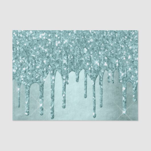 Minze-Glitzer | Aqua Aquamarin Melting Pour Seidenpapier (Vorderseite)