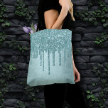 Minze-Glitzer | Aqua Aquamarin Melting Pour Tasche<br><div class="desc">Luxe Minze grün und türkisblau Glitzer Farbe drizzle in einem femininen schmelzenden Vereisungsmuster. Aus der Kollektion "Icing Tropfen" zeichnet sich diese Girly-Textur durch einen modischen Imitat-Metallschlauch aus, der mit einem funkelnd Glanz versehen ist, der für jede Veranstaltung oder jeden Tag perfekt geeignet ist, um den Pop von Farbe und persönlichem...</div>