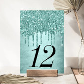 Minze-Glitzer | Aqua Aquamarin Pour Quinceanera Tischnummer