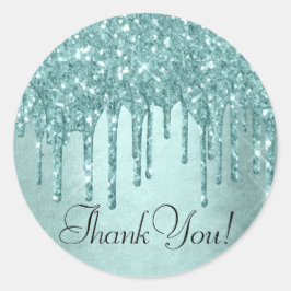 Minze-Glitzer | Aqua Aquamarin Pour Vielen Dank Runder Aufkleber