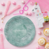 Minze Glitzer Glitzy Sparkle Zebra Print Pappteller (Party)