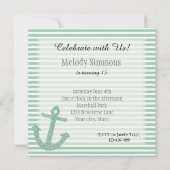 Minze Glitzer Nautical Anchor Einladung (Rückseite)