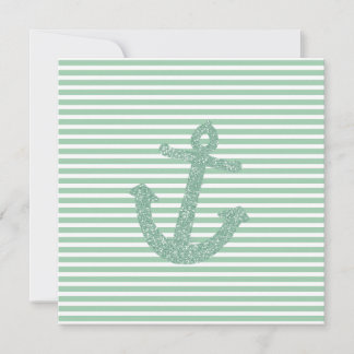 Minze Glitzer Nautical Anchor Einladung