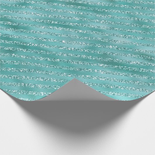 Minze Glitzer Streifen Geschenkpapier (Ecke)