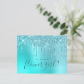 Minze Glitzer Tropfen werden Sie meine Blume Mädch Einladungspostkarte (Stehend Vorderseite)