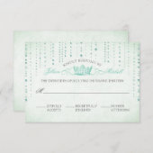 Minze Glitzern & Crown Mairtale Wedding RSVP Card (Vorne/Hinten)