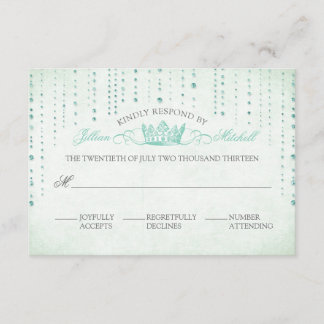 Minze Glitzern & Crown Mairtale Wedding RSVP Card Karte