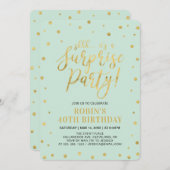 Minze & Gold | Erwachsene 40. Überraschung Geburts Einladung (Vorne/Hinten)